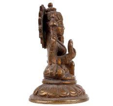 Handmade Brown Brass Goddess Laxmi Statue on Lotus Base