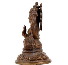 Handmade Brown Brass Goddess Laxmi Statue on Lotus Base