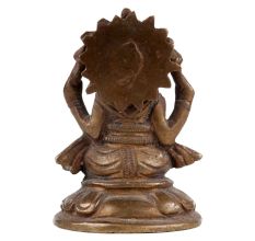 Handmade Brown Brass Goddess Laxmi Statue on Lotus Base