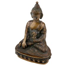 Handmade Black Coated Brass Lord BuddhaÂ Statue With Sacred Kalash