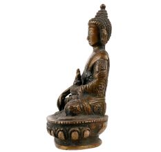 Handmade Black Coated Brass Lord BuddhaÂ Statue With Sacred Kalash