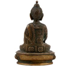 Handmade Black Coated Brass Lord BuddhaÂ Statue With Sacred Kalash