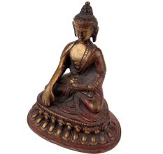 Handmade Red Brass Lord Buddha Earth Touching Statue