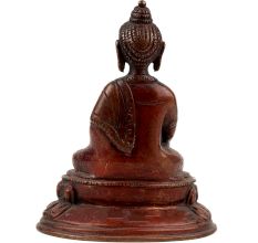 Handmade Red Brass Lord Buddha Earth Touching Statue