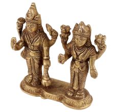 Handmade Golden Brass Vishnu Laxmi Standing Statue