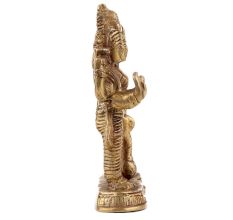 Handmade Golden Brass Vishnu Laxmi Standing Statue