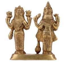 Handmade Golden Brass Vishnu Laxmi Standing Statue