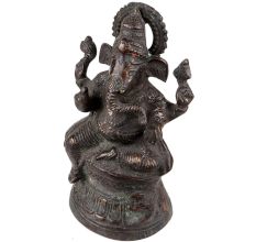 Handmade Matt Black Brass Lord Ganesha Statue