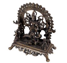 Handmade Black Brass Mahishasura Mardini Duga Family Idol