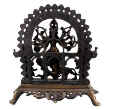 Handmade Black Brass Mahishasura Mardini Duga Family Idol