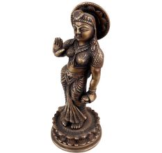 Handmade Brown Brass Indian Goddess Statue In Blessing Pose