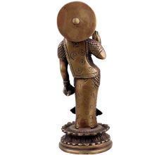Handmade Brown Brass Indian Goddess Statue In Blessing Pose