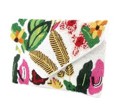 Multicolored Handcrafted Glass Beaded Cotton Clutch