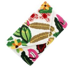 Multicolored Handcrafted Glass Beaded Cotton Clutch