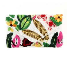 Multicolored Handcrafted Glass Beaded Cotton Clutch
