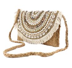 Natural Handmade FoldOver Bohemian Jute Clutch Bag