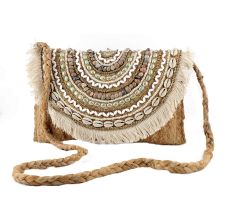 Natural Handmade FoldOver Bohemian Jute Clutch Bag