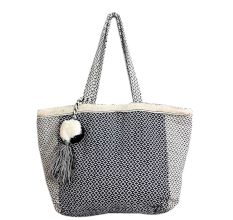 Navy Blue Woven Beach Cotton Tote Bag