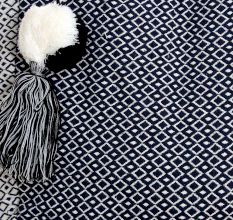 Navy Blue Woven Beach Cotton Tote Bag