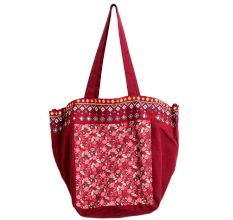 Burgundy Printed Large Cotton Totoe Bag