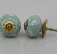 Sage Green Floral Knob