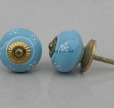 Turquoise Floral Knob