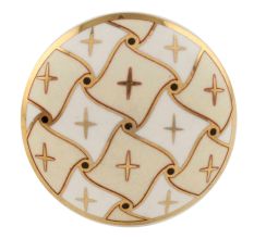 Cream and White Golden Checkerboard Cabinet Knob