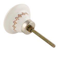 Cream and White Golden Checkerboard Cabinet Knob