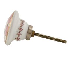 Pink and White Golden Checkerboard Cabinet Knob