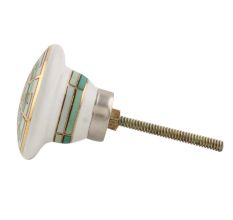 Emerald Hue Golden Pattern Ceramic Dresser Knobs