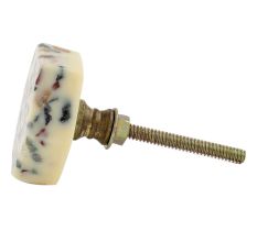 Cream Hexagon Terrazzo Marble Round Cabinet Knobs