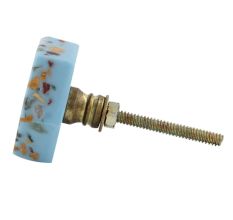 Turquoise Hexagon Terrazzo Marble Round Cabinet Knobs