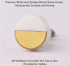 White and Golden Round Stone Dresser Knobs