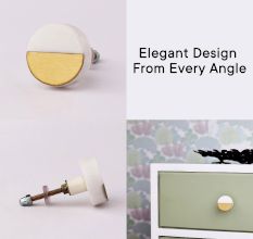 White and Golden Round Stone Dresser Knobs