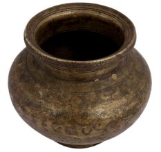 Handmade Brown Patina Etched Brass Water Storage Pot