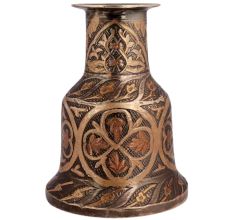 Handmade Copper Finish Brass Floral Design Engraved Bell Shape Hookah Base
