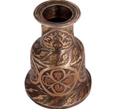 Handmade Copper Finish Brass Floral Design Engraved Bell Shape Hookah Base