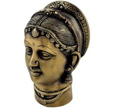 Hand Crafted Black Patina Brass Parwati Gauri Face Statue Gangaur