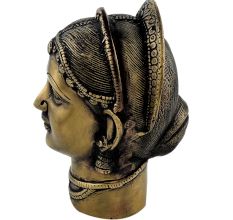 Hand Crafted Black Patina Brass Parwati Gauri Face Statue Gangaur