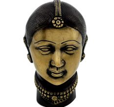 Handmade Antique Gold And Black Brass Gangaur or Gauri Head Statue