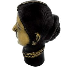 Handmade Antique Gold And Black Brass Gangaur or Gauri Head Statue