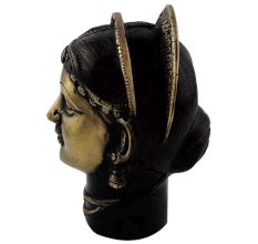 Handmade Black Brass Indian Gangaur or Gauri Goddess Face Statue