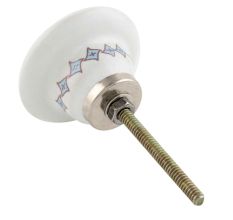 Sky Blue and White Golden Checkerboard Cabinet Knob