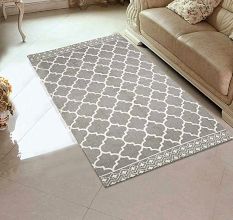 Grey Cotton Printed Extra Large Floor Rug
