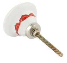 Red Poppy Flower Golden Ceramic Cabinet Knobs
