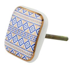 Royal Blue Golden Design Square Ceramic Dresser Knob