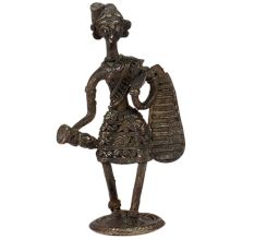 Handcrafted Black Brass Dhokra Tribal Women Statue