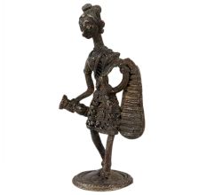 Handcrafted Black Brass Dhokra Tribal Women Statue