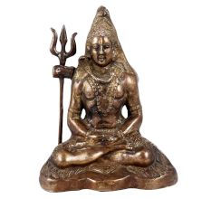 Handmade Brown Brass Lord Shiva Meditation Statue