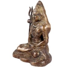 Handmade Brown Brass Lord Shiva Meditation Statue